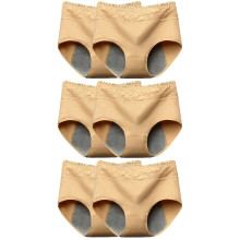 6Pièces Slip Beige Taille Moyenne Confortable Coton Élastique