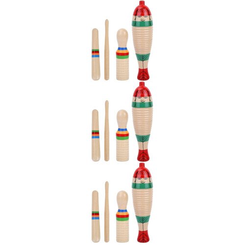 6Ensembles Instruments Guiro Percussion En Bois Pour Petits Musiciens