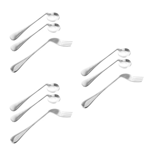 3Ensembles Ustensiles Anglés En Acier Pour Seniors Confortables