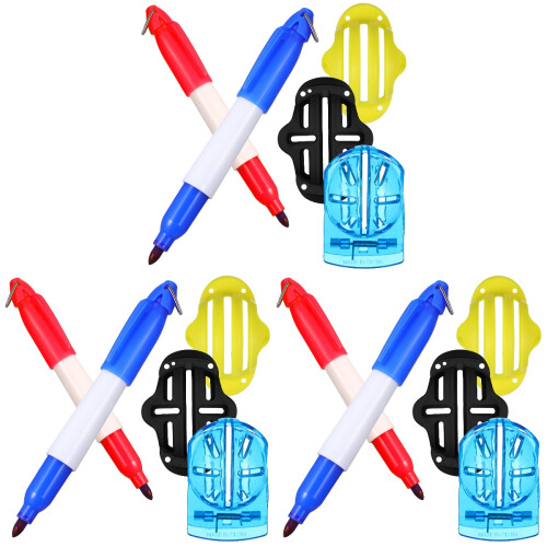 3Sets Assorted Plastic Golf Ball Markers with Marker Pen Set 2