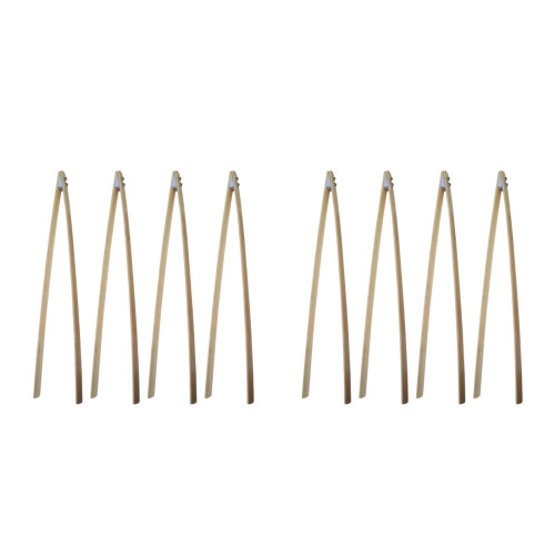 8Pièces Pince Ramasse Ordures Bambou Beige Robuste Mains Sûres