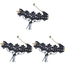 3St Zwart Aanpasbare Kwast Armlet Vintage Stijl Decoratieve Armband