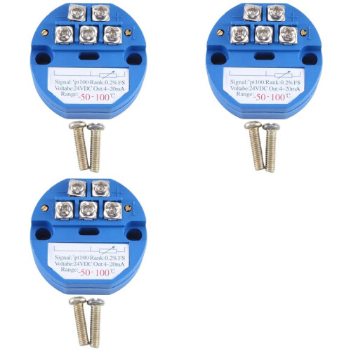3X RTD PT100 Temperature Transmitter Module Thermal Resistance -50-100C DC24V Output 4-20MA