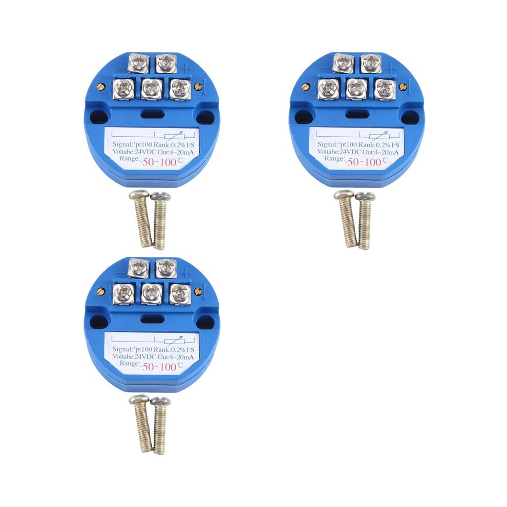 3X RTD PT100 Temperature Transmitter Module Thermal Resistance -50-100C DC24V Output 4-20MA