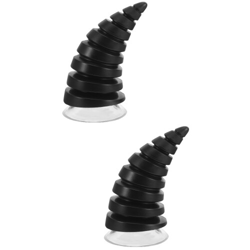 2Pièces Cornes Ventouse Casque Plastique Noir Accessoires DIY