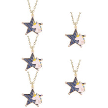 5St Donkerblauwe Unicorn Kettingen