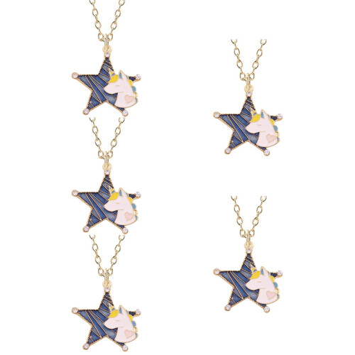 5St Donkerblauwe Unicorn Kettingen