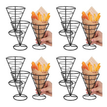 12Pièces Support À Apéritifs En Acier Noir, Porte-Frites Ventilé
