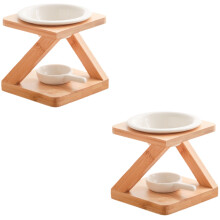 2Sets Lightweight Ceramic Wood Essential Oil Burner with Rustic Design