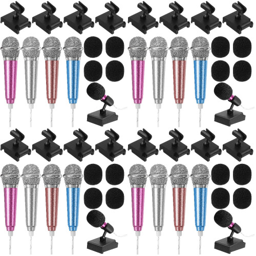 16Ensembles Microphones Miniatures Avec Supports Mousses ABS