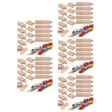 90Pcs Wooden Railway Track Blocks Educational Train Track Play Set