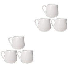 6Pcs White Mini Milk Jug Ceramic Sauce Container with Handle for Home