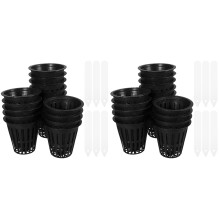 2Sets Black Mesh Net Pots Hydroponic Basket Cups with Plant Labels