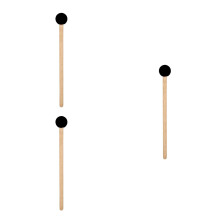 3Pièces Baguettes Percussion Manche Bois Tête Caoutchouc Noir