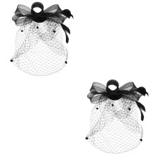 2St Zwart Bruids Fascinator Hoed Mesh Sluier Met Duurzaam Metaal