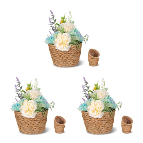 6Pcs Khaki Woven Plant Baskets Multipurpose Indoor Planter and Storage