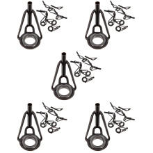 40Pièces Anneaux Guide Canne À Acier Inoxydable Noir