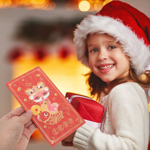 2Pcs Paper Red Envelopes Cartoon Style Secure Closure Wedding Gift 1