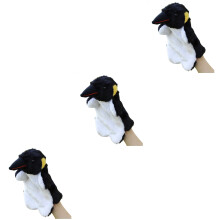 3St Zwarte Cartoon Handpop Pinguïn Kinderspeelgoed