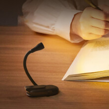 3W Clip-On Book Light 5V USB Dimming Eye Care Bedside Black