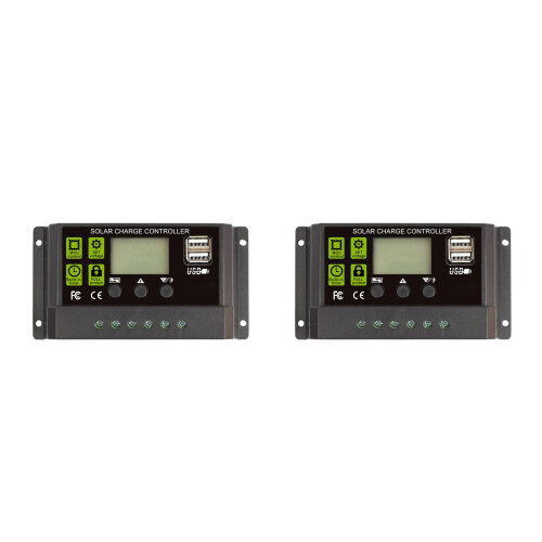 2St Elektronische Solar Controller 12V Met LCD En USB Oplaadfunctie