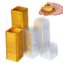 1Set Duurzame Gouden Moon Cake Houder Pet Plastic Beschermdoos