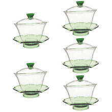 5Sets Decoratieve Groene Glazen Theekop Met Praktische Set