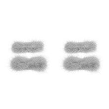 2Paren Grijze Nepbont Schoenclips Met Afneembare Pompom Dames