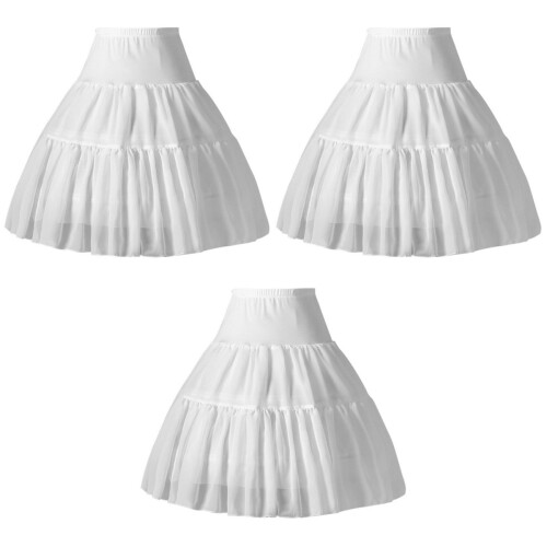 3St Wit Layered Petticoat Vrouwen, Met Ring