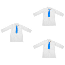 3Sets Kind Doktersjas Wetenschapskostuum Wit Ademend Met Necktie