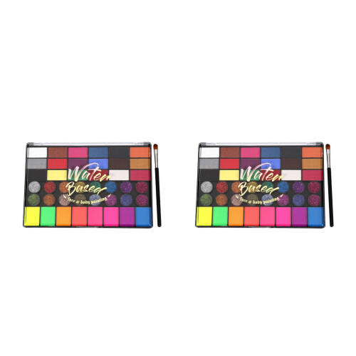 2Sets Feestkleurige Gezichtspoeder Multi-Use En Draagbaar Kit