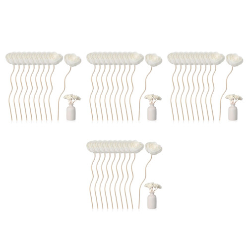 40St Khaki Rotan Diffuser Sticks Met Bloemdesign Voor Aroma Decor