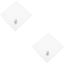 2St Blauwe Katoenen Zakdoek Met Kant En Borduurdecoratie Dames