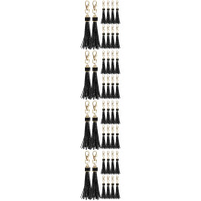 40St DIY PU Tassel Sleutelhanger Handtashanger Zwart Met Lobster Haak