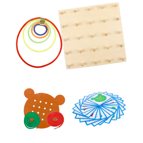 2Pcs Assorted Wooden Nail Plates Preschool Math Learning Toy 1
