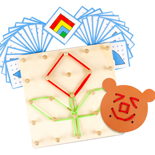 2Pcs Assorted Wooden Nail Plates Preschool Math Learning Toy 2