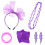 2Pièces Accessoires Violets 80S Filet Bandeau Soirée 2