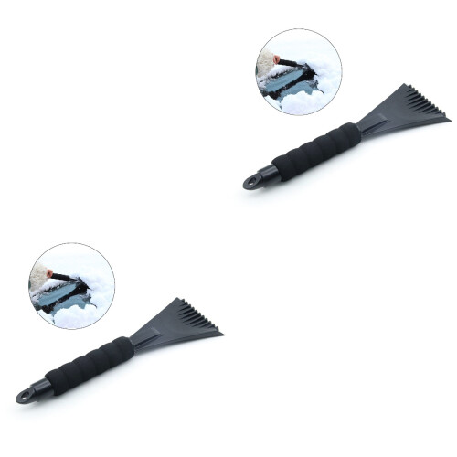 2Pièces Racloirs À Glace Robustes ABS Noir Confortable Auto