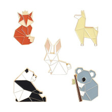 5 PCS Animal Enamel Pins Set Cartoon Panda Koala Alpaca Rabbit Lapel Pin Brooches Badges for Backpacks Jackets