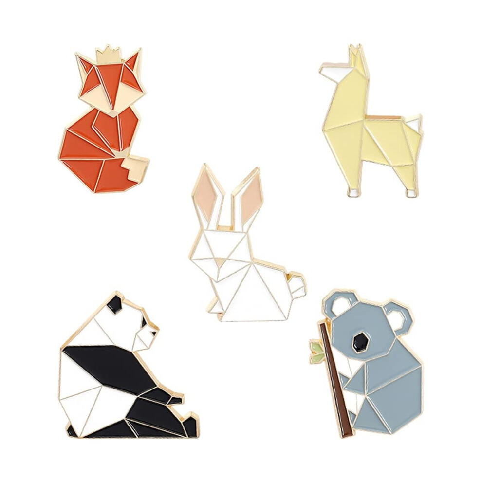 5 Pcs Animal Enamel Pins Set Cartoon Panda Koala Alpaca Rabbit Lapel Pin Brooches Badges For Backpacks Jackets 6031739716317