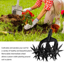 Cultivateur rotatif 2-en-1 à main avec tines amovibles pour usage dans le jardin