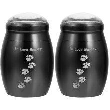 2Pièces Urnes Animales Cendres Acier Inoxydable Noir Simple
