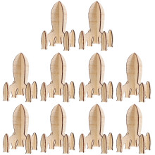 10Pcs Wooden 3D Rocket Puzzle Toy Kids DIY Assembly Smooth Edges Beige