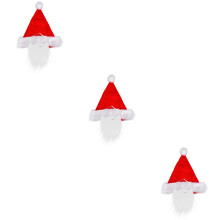 3Sets Lightweight Red Santa Beard Hat Set for Holiday Costume Cosplay