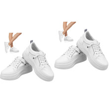 2Paires Sneakers Blanches En PU Épais Mode Décontracté