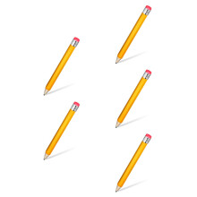 5Pièces Crayons D’écriture Larges Jaunes, Bois Pour Étudiants