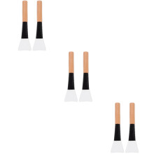 6Pièces Pinceaux Facial Bois Silicone Nettoyage Simple