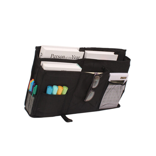 2Pcs Black Bedside Storage Pouch Oxford Fabric Multifunction Organizer 2