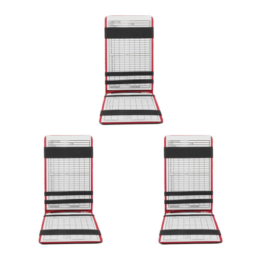 3Pièces Carnet Portable Score Golf PU Noir Simple Durable