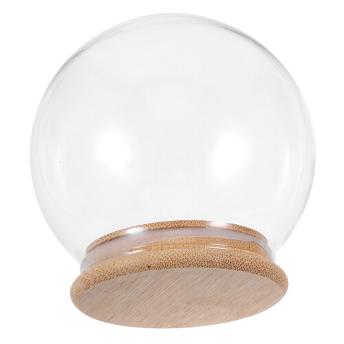 4Pièces Support Verre Transparent Cloche Décorative Base Bois 1